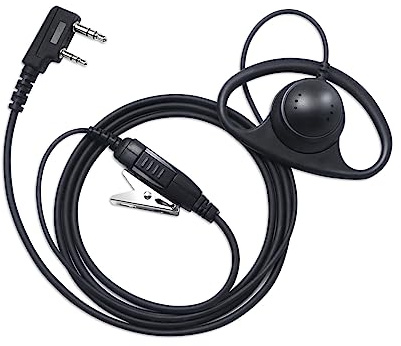 PROMAXPOWER Walkie Talkie Earpiece, Radio Earpiece 2 Pin Headset with PTT Mic, D-Shape Security Earpiece Compatible with Kenwood Baofeng UV-5R UV-5RA 777 888S UV-82 TH-22AT TH-25 TK-3100