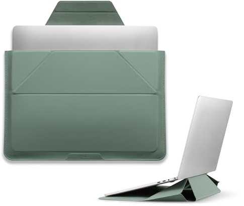 MOFT Laptop Carry Sleeve, 2-in-1 Laptop Bag & Stand for 16 MacBook Air/Pro & Dell/HP/Lenovo/Asus, Stylish Slim Computer Sleeve Bag with Expandable Storage for Computer Accessories, Seafoam