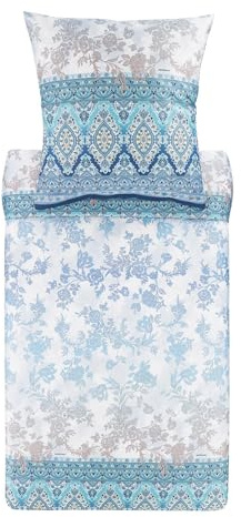 Bassetti AGRIGENTO Bettwäsche + 1 Kissenhülle aus 100% Baumwollsatin in der Farbe Azurblau C1, Maße: 155x220 + 1 K 80x80 cm - 9325849
