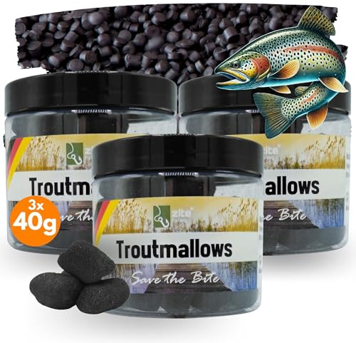 Zite Fishing Troutmallow-Set | 3x40g Marshmallow Forellen-Köder | Intensives Aroma & leuchtende Farben | Ideal fürs Forellenangeln