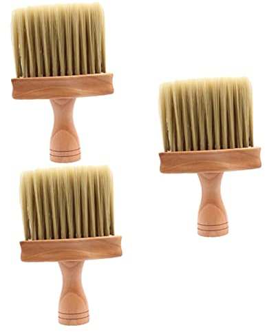 FRCOLOR 3pièces Brosse à Dépoussiérer Pour Coiffeurs Brosse à Cheveux Professionnelle Avec Poignée Pour Nettoyage Des Cheveux Cassés Et Duster De Cou Outil Pratique Pour Salon Et