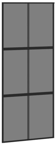 vidaXL Porta Scorrevole Nera 90x205 cm in Vetro Temperato e Alluminio