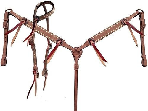 EQUIGEAR Western-Leder-Set mit handgefertigtem Kopfstück und Vorderzeug mit Zügeln. /Size-Full,Cob,Pony AO-0080 (Cob)