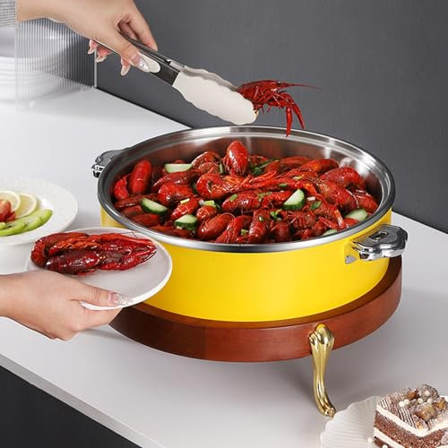 Diodceraic Scaldavivande per Buffet, Scaldavivande per Buffet, Scaldavivande, Mantiene Il Cibo Caldo, Scaldavivande, 800 W, Temperatura Regolabile, Maniglie Cool Touch, Scaldavivande (Color : Yellow)
