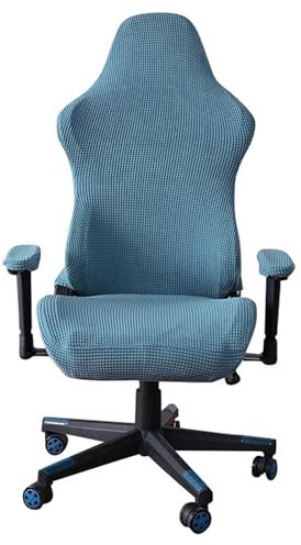 JMORCO Stuhlhussen Einfarbiger Stuhlbezug, weiche Elastizität, Polar-Fleece, Sesselbezug, Computersitz, Stuhlbezug, dehnbar, drehbar (Color : Blue)