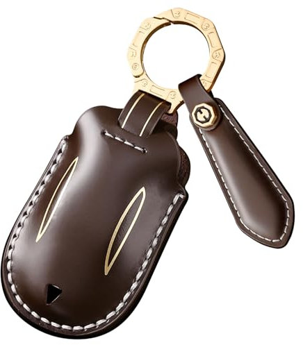 ontto Key Case Car Key Case Cowhide Remote Control Cover Fits Tesla Model 3 Model Y Model S Model X Key Case Key Fob Car Accessories Model X Brown