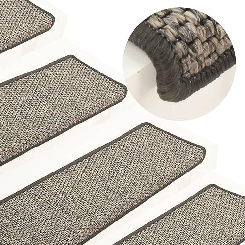Rantry Selbstklebende Teppiche für Treppen, Sisal, 15 Stück, 65 x 21 x 4 cm, Grau und Beige, Möbel, Küchenläufer für Flur, Wohnzimmer, Teppiche für Schlafzimmer