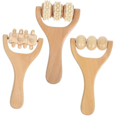 BCOATH 3 Stück Holzrollenmassagegerät für Hand Fuß und Rücken mit Leichtem Glattem Design zur Linderung von Verspannungen und Entspannender Massage