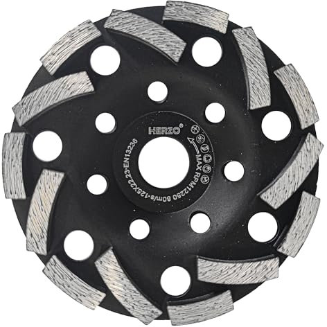 HERZO Muela Diamante 125mm x 22,23 mm para Hormigón, Granito, Piedra, Mampostería