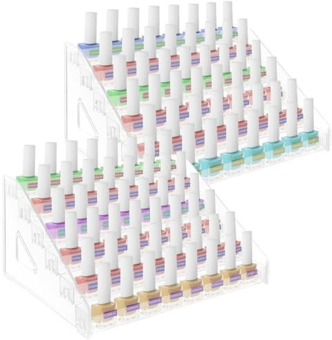 LDXDRU Lot de 2 étagères de rangement pour vernis à ongles, à 6 niveaux, support de rangement transparent, boîte de rangement pour vernis à ongles, rouge à lèvres, parfum, cosmétiques