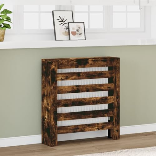 Homgoday Heizkörperabdeckung Eiche Rauch 78 x 20 x 82 cm Mehrschichtholz Möbel Ablageschale Verkleidung Abdeckung für Heizkörper Heizkörper Typ852685