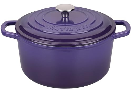 VORRINGARD Enameled Cast Iron Dutch Oven Pot with Lid, for Sourdough Bread Baking, Round Dutch Ovens, 6 Quart, Purple