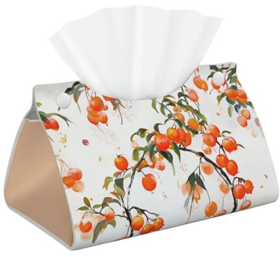 Chinoiserie Lightweight Soft Rectangular PVC Long Tissue Box Cover Facial Tissue Holder (Orange Begonia)