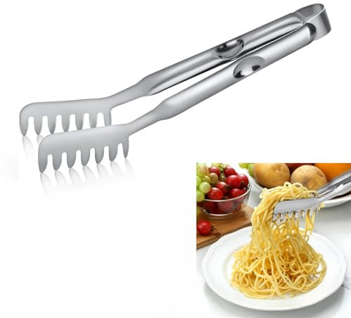 Pinza per spaghetti, 24 cm, pinza per pasta con manico a zinco, pinza in acciaio inox, pinza da cucina