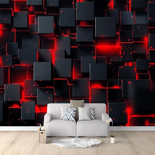 Art Papier Peint Intissé 3D Forme Géométrique Cube Muraux Tapisserie Photo Décoration Murale Papier Peint 200 x 140 cm Salon Chambre Bureau Couloir Peinture Murale Décor