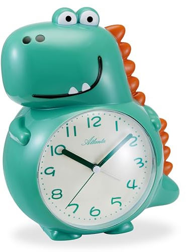 Atlanta Kinderwecker Dino mit Melodie Alarm Schleichende Sekunde Licht Obenabsteller - 2167