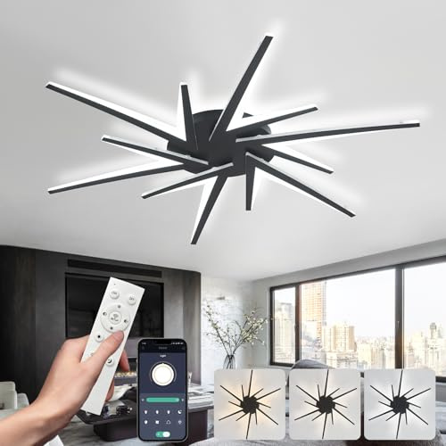 AQLEDY Deckenleuchte Dimmbar Led Wohnzimmer Deckenlampe Mit Fernbedienung, Deckenbeleuchtung Mit Memory Funktion, Schlafzimmerlampe Decke 92cm, Modern Led Lampe Decke Für Küchenlampe Kinderzimmer