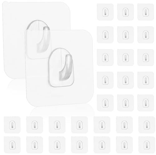 Uonlytech Transparents Crochets Muraux Auto-adhésifs 30 Pièces sans Perçage