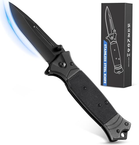 Rolgno EDC Couteau Pliant, Tranchant en Acier Inoxydable 3Cr13, avec Clip de Poche, pour Camping en Plein Air, Cadeau Homme