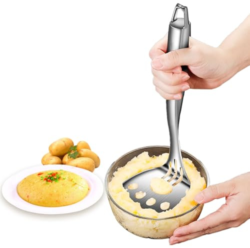Joyeee Presse-purée avec poignée en acier inoxydable - Très résistant - Pour pommes de terre, guacamole, fruits, avocat, haricots, etc