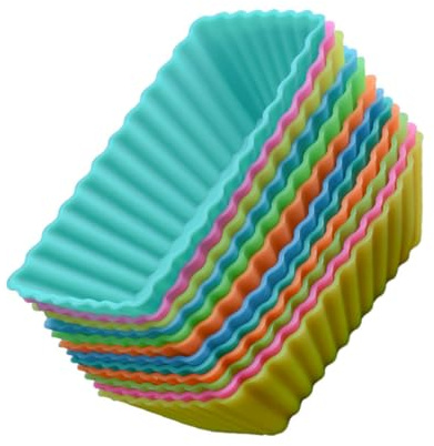 FUNOMOCYA Moule Silicone Muffin Rectangulaire 24pcs en Silicone Alimentaire, Réutilisable et Facile à Nettoyer, Pâtisserie Maison Fourniture de Cuisson Couleur Aléatoire