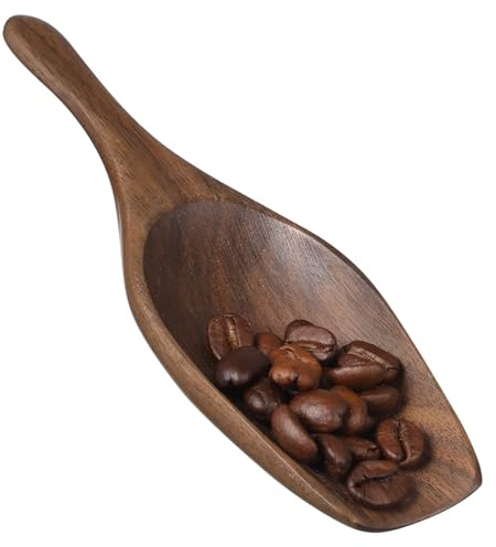 TIDTALEO Wooden Grain Coffee Bean Scoop and Rice Spoon Hand-Carved Black Walnut Wood Practical Tea Leaf Scoop for Kitchen Use
