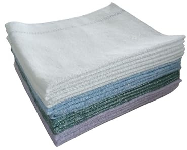 LNT France - Lot de 10 Serpillères Couleurs absorbantes Coton/Viscose 50 x 60 - fabriquées en France - Lavable et résistente - très absorbante.