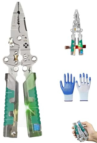 Tuvilo Electrical Pliers, Folding Stylus Screwdriver Wire Stripper, 18 in 1 Foldable ｗire Stripper, Multifunction Tester & Crimper, Professional Repair, Stylus Tool for DIY, Home Repairs(A)