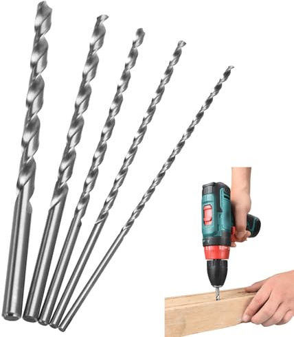 5 Pcs Extra Long Twists Drill Bit Set, 150mm Extra Long High Speed Steel Twist Drill Bit Kit, 2MM 3MM 3.5MM 4MM 5MM Hardness Spiral Drill Bit Straight Shank Set Speed Steel Drill Bits Set