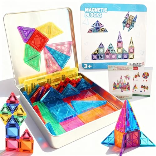 Huifengjie Costruzioni Magnetiche per Bambini, 44 pezzi Giocattoli Magneti per Bambini Divertente e Creativo Blocchi Magnetici Giocattoli Montessori da costruzione per ragazzi e ragazze di 3+ anni