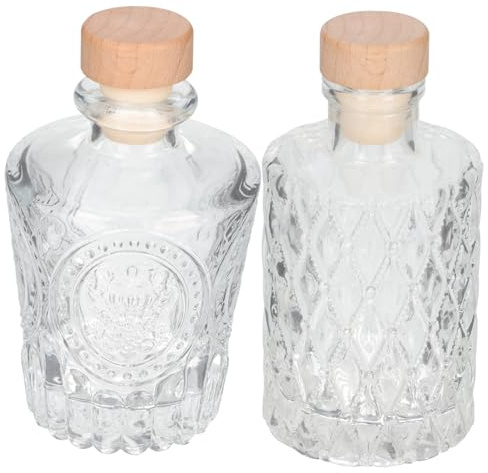 TOYZFRIENDY Botellas De Vino Estilo Romano Mini 2 Piezas (1 3) Transparentes De Vidrio Tapa Hermética para Almacenamiento Doméstico Multifunción