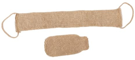 HAMPPLIES 2 Stück Peeling Badehandschuhe aus Sisal und Schwamm Exfolierend und Tragbar Dusch Rückenschrubber für Männer und Frauen Geeignet für Zuhause und Hotels in Kaffee
