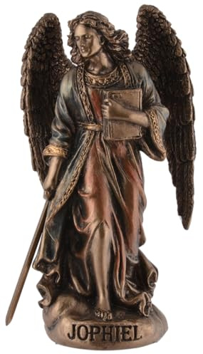 Erzengel Jophiel, Engel der Schönheit, Miniatur, aus Kunststein angefertigt, von Hand mit Bronzefarbe bemalt, Veronese Kollektion, 708-78393