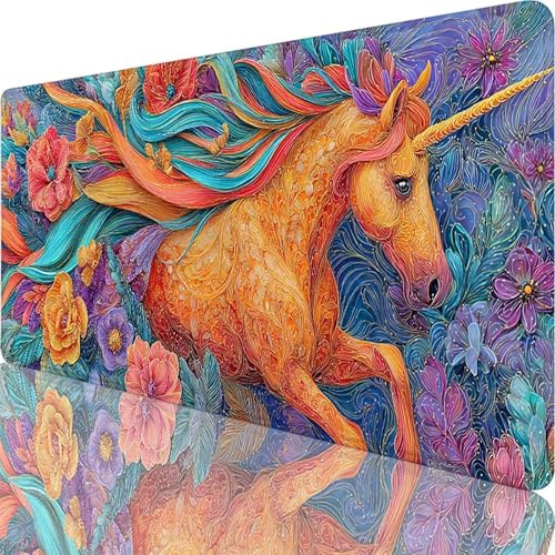 Tapis de Souris Gaming Rose, Grand Tapis de Souris XXL 1500x800x3 mm, Licorne Mouse Pad pour Clavier et Bureau, Gaming Accessoire, Antidérapante, Améliore la précision et la Vitesse pour Gamer l-8397