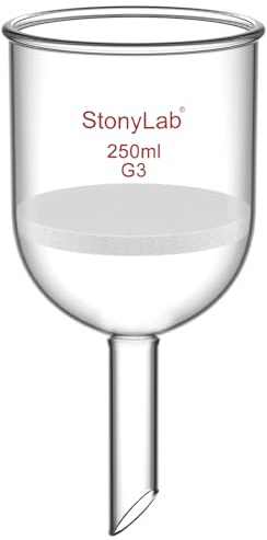 StonyLab Glas Büchner Trichter Filter, Borosilikatglas Buchner Filtertrichter mit Feiner Fritte(G3), 76mm Innendurchmesser, 80mm Tiefe - 250ml