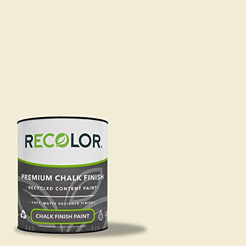 RECOLOR Recycled Interior Matte Finish Latex Paint for Walls and Furniture, 1 Quart, Chalk - Canvas