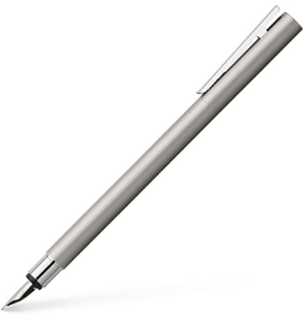 FABER-CASTELL - Füller Neo Slim Edelstahl Silber Matt, Feder B | Edler Füllfederhalter mit schlankem Edelstahlschaft und hochwertiger Edelstahlfeder