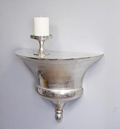 MichaelNoll Wandkonsole Aluminium Silber Ablage Wandregal, Deko Modern aus Metall, Wohnzimmer und Flur, 52 cm