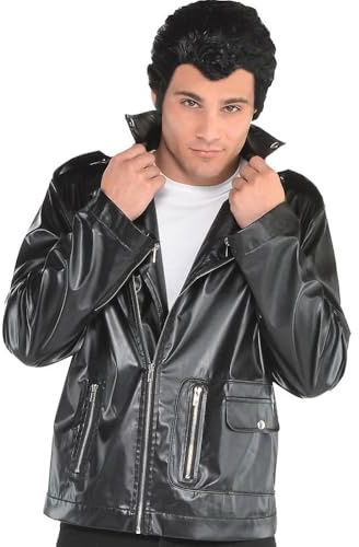 Black Grease T-Birds Leather Jacket for Men - Standard Size (1 Count) - Durable & Comfortable - Classic & Timeless Design - Perfect for Any Occasions & Ideal Gift