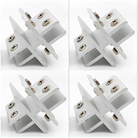 NUZAMAS - Set di 4 morsetti in vetro a forma di croce, supporto da vetro a vetro, collegamento a 4 lati, per doccia, tavoli, pannelli, 10-12 mm