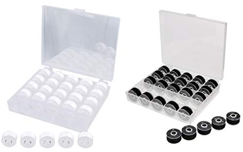 chiwanji 50Pcs Polyester Bobbins Stickmaschine Unterfaden Weiss Und SCHWARZ