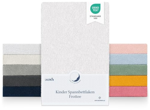 Laleni Frottee Spannbettlaken 60x120-70x140cm - Oeko-TEX Zertifiziertes Bettlaken- Faltenfreie Spannbetttücher für Kinderbett - Babybett und Moses Körbchen- Weiß