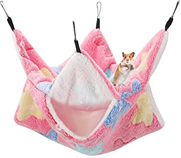 QeeHeng Amaca da appendere per piccoli animali, doppio strato, per furetti, topi, zuccheriere e altri piccoli animali, rosa