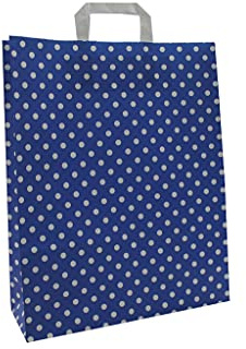 PGV Papiertragetaschen mit Flachhenkel Punkte BLAU - Verschiedene Größen und Mengen (32 + 12 x 40 cm, 50 Stück)