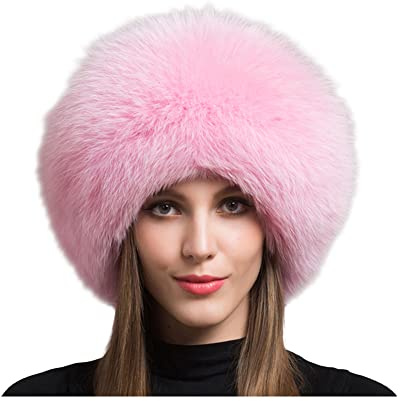 Acrawnni Damen Mütze mit Kunstfell, russisch, dick, warm, für den Winter, warm, rose, Einheitsgröße