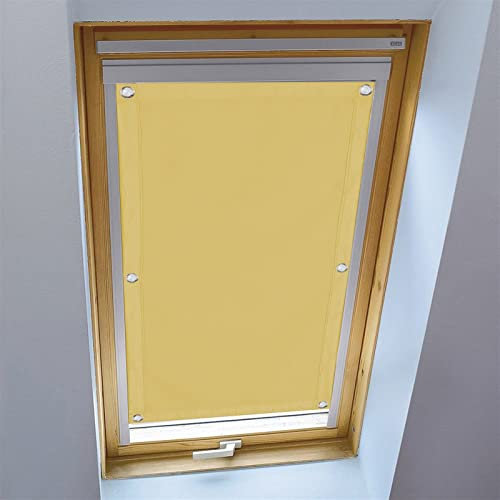 LIVEINU Dachfensterrollo für Dachfenster Verdunkelungsrollo Sonnenschutzrollo UV Schutz Thermo Rollo mit Saugnäpfe Ohne Bohren 100% Blickdicht für Reisen Autos 48x93cm Gelb