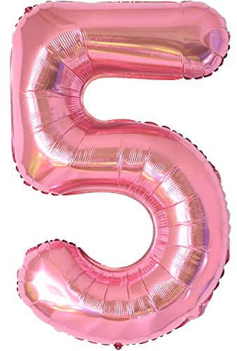 Geburtstag zahlen luftballon 5 jahre | Folienballon 5 XXL Rosa-Riesen Folienballon in 40 - 101cm Geburtstagsdeko - Ballon Zahl Deko zum Geburtstag - fliegt mit Helium