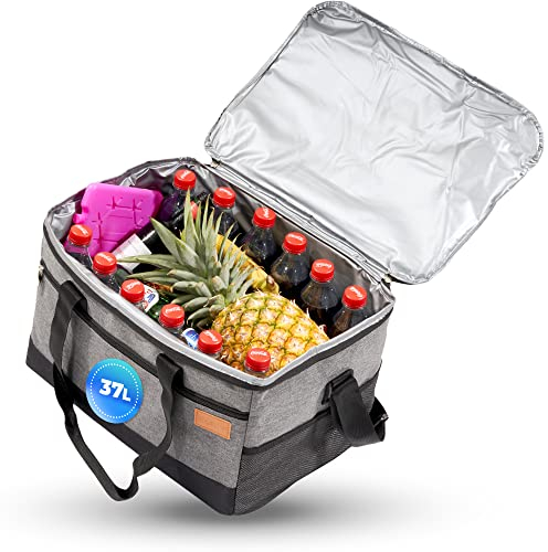 District North Kühltasche XL Cool Fellow 30L | 37L | Kühltasche Gross Familie XXL | Einkauftasche extra groß (grau)