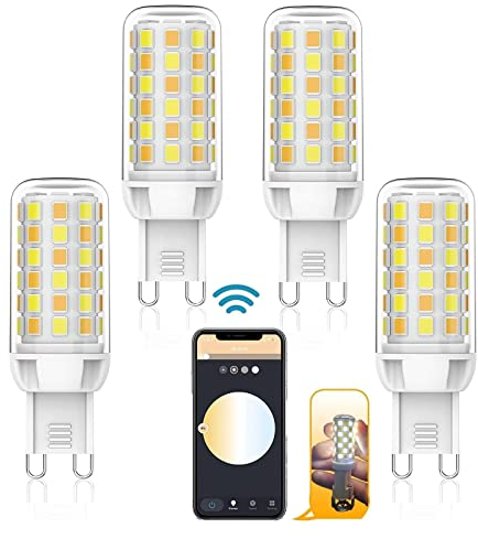 GYCS Smarte G9 LED Glühbirne, Alexa WiFi LED Glühbirnen, Dimmbar kein Flimmern, 4W 320lm intelligent G9 LED Bulb, App Steuern Kompatibel mit Alexa und Google Home, Sprachsteuerung, 4er Pack