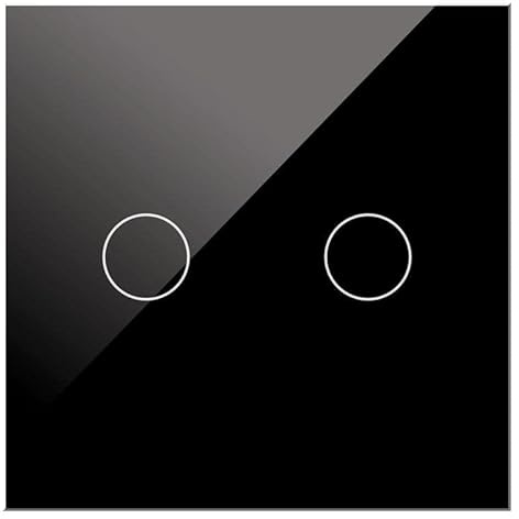 WESA - Doble Interruptor Táctil de cristal Negro empotrable, Caja de cristal con pantalla táctil, con material de montaje y con indicador LED